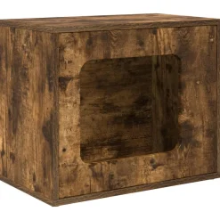 Articles Pour Animaux De Compagnie-vidaXL Maison pour chat Chêne fumé 51 x 30 x 42,5 cm Bois d'ingénierie Ch&ecirc;ne fumé