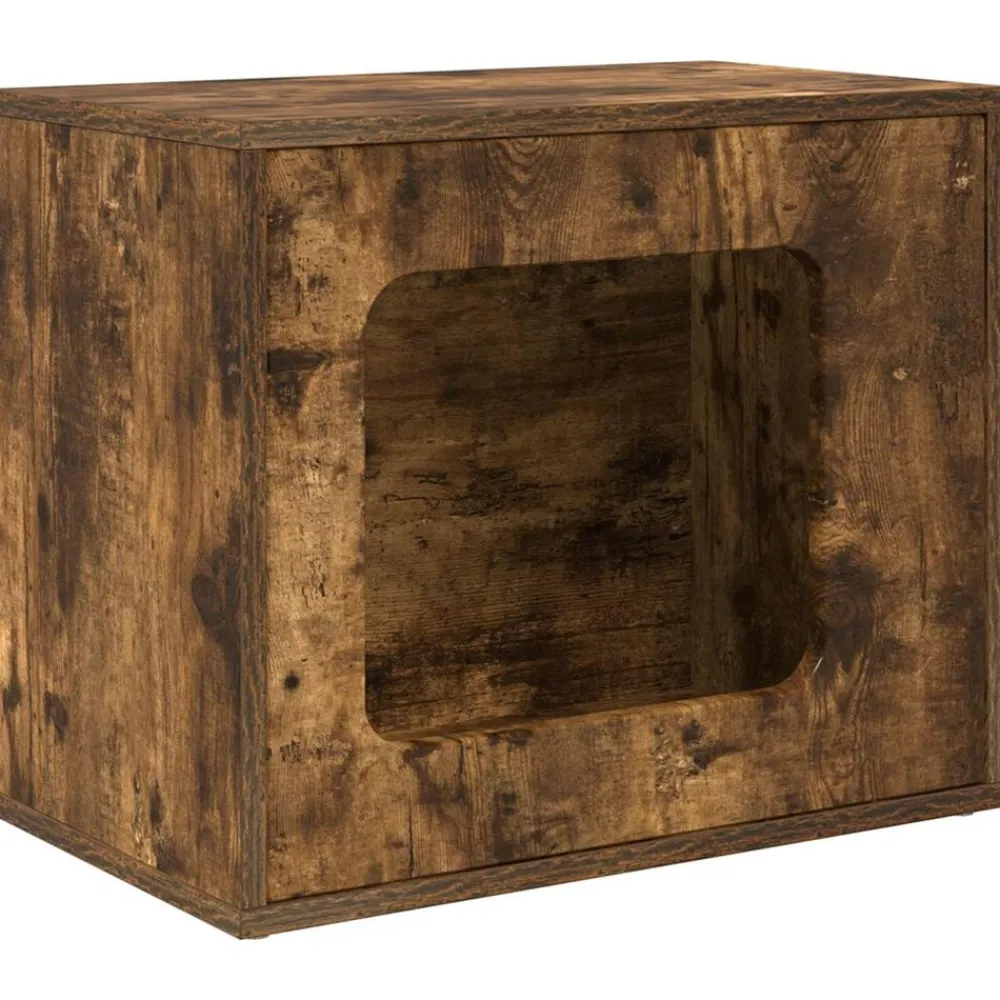 Articles Pour Animaux De Compagnie-vidaXL Maison pour chat Chêne fumé 51 x 30 x 42,5 cm Bois d'ingénierie Chêne fumé