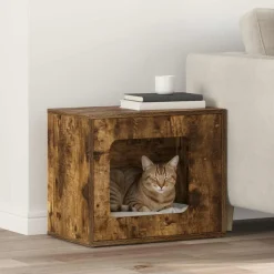 Articles Pour Animaux De Compagnie-vidaXL Maison pour chat Chêne fumé 51 x 30 x 42,5 cm Bois d'ingénierie Ch&ecirc;ne fumé
