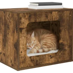 Articles Pour Animaux De Compagnie-vidaXL Maison pour chat Chêne fumé 51 x 30 x 42,5 cm Bois d'ingénierie Chêne fumé