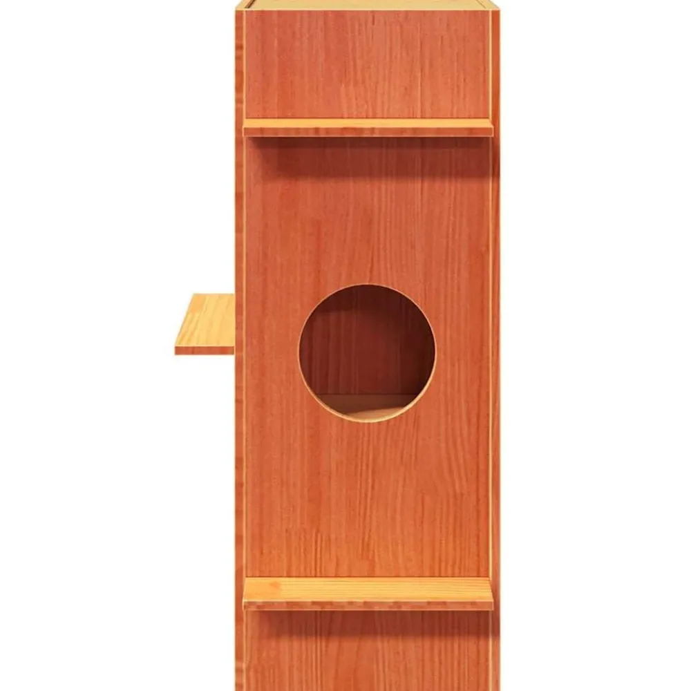 Articles Pour Animaux De Compagnie-vidaXL Maison pour chat cire marron 43x43x90 cm bois de pin massif Marron cire