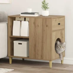 Articles Pour Animaux De Compagnie-vidaXL Maison pour chat Chêne artisan 72 x 42.5 x 70 cm ch&ecirc;ne artisanal