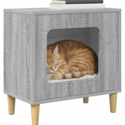 Articles Pour Animaux De Compagnie-vidaXL Maison pour chat Gris Sonoma 51 x 30 x 52 cm Bois d'ingénierie Sonoma gris
