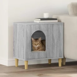 vidaXL Maison pour chat Gris Sonoma 51 x 30 x 52 cm Bois d'ingénierie
