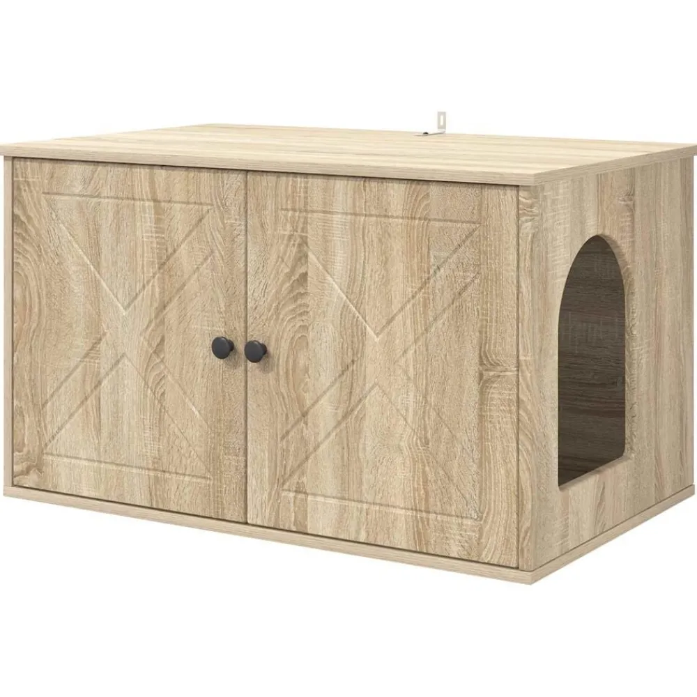Articles Pour Animaux De Compagnie-vidaXL Maison pour chat Sonoma 85 x 55 x 50,5 cm Bois d'ingénierie Chêne sonoma