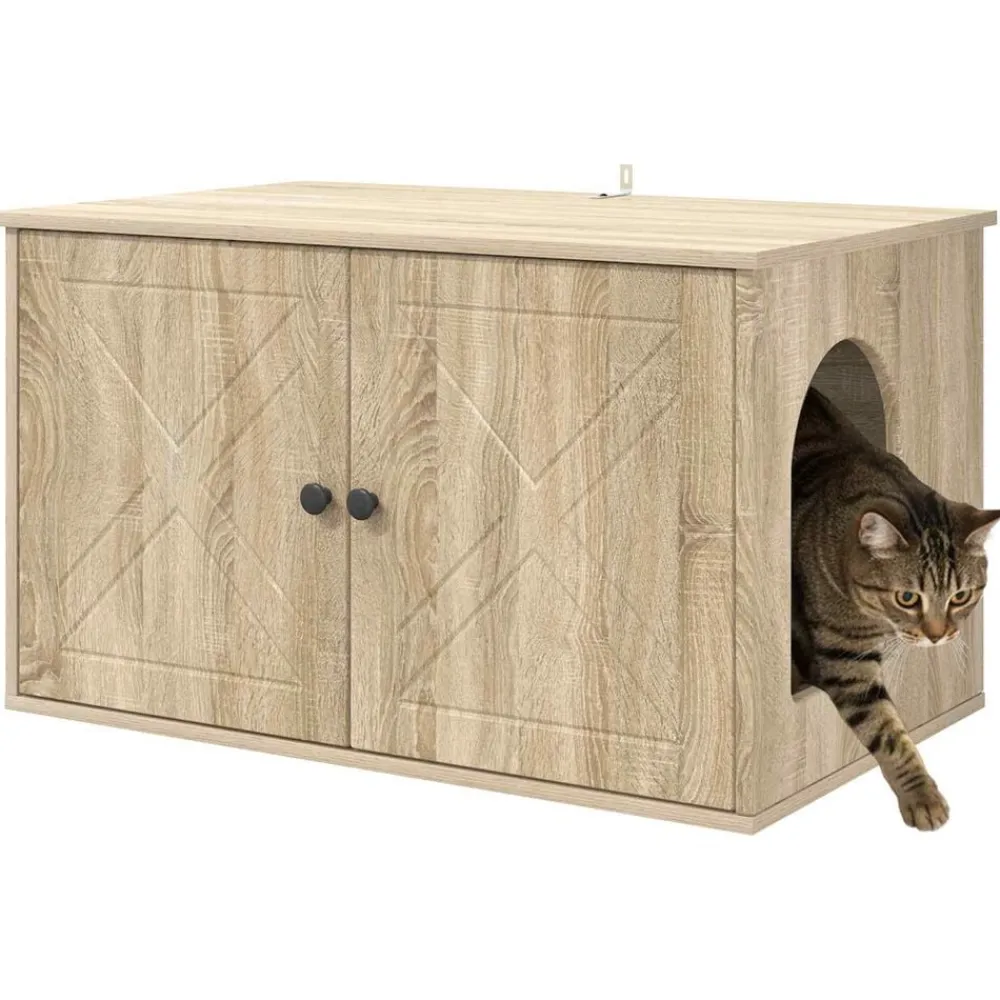 Articles Pour Animaux De Compagnie-vidaXL Maison pour chat Sonoma 85 x 55 x 50,5 cm Bois d'ingénierie Chêne sonoma