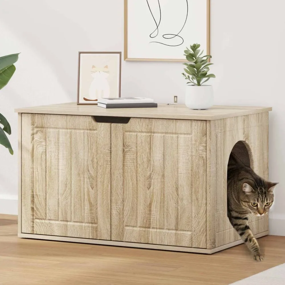Articles Pour Animaux De Compagnie-vidaXL Maison pour chat Sonoma 85 x 55 x 50,5 cm Bois d'ingénierie Chêne sonoma