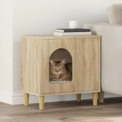 Articles Pour Animaux De Compagnie-vidaXL Maison pour chat Sonoma 51 x 30 x 52 cm Bois d'ingénierie Ch&ecirc;ne sonoma