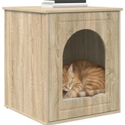 Articles Pour Animaux De Compagnie-vidaXL Maison pour chat Sonoma 53 x 52 x 62 cm Bois d'ingénierie Chêne sonoma