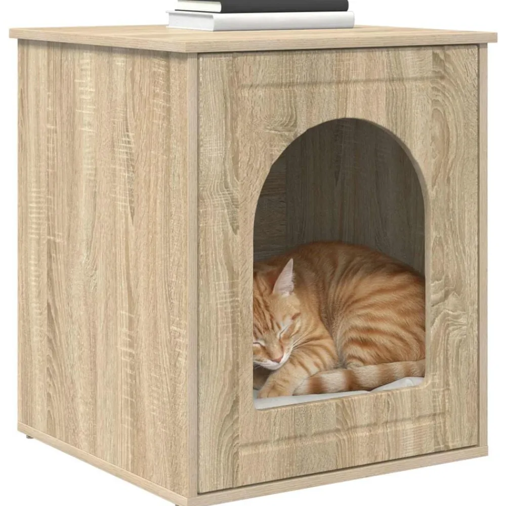 Articles Pour Animaux De Compagnie-vidaXL Maison pour chat Sonoma 53 x 52 x 62 cm Bois d'ingénierie Chêne sonoma