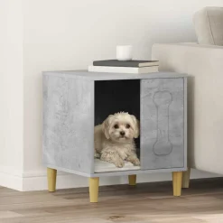 Articles Pour Animaux De Compagnie-vidaXL Maison pour Chiens Béton 44 x 42 x 49 cm Bois d'ingénierie Gris béton