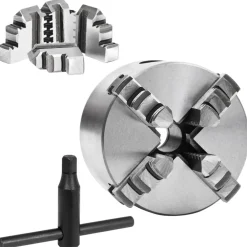 vidaXL Mandrin de tour auto-centrant à 4 mâchoires 80 mm Acier