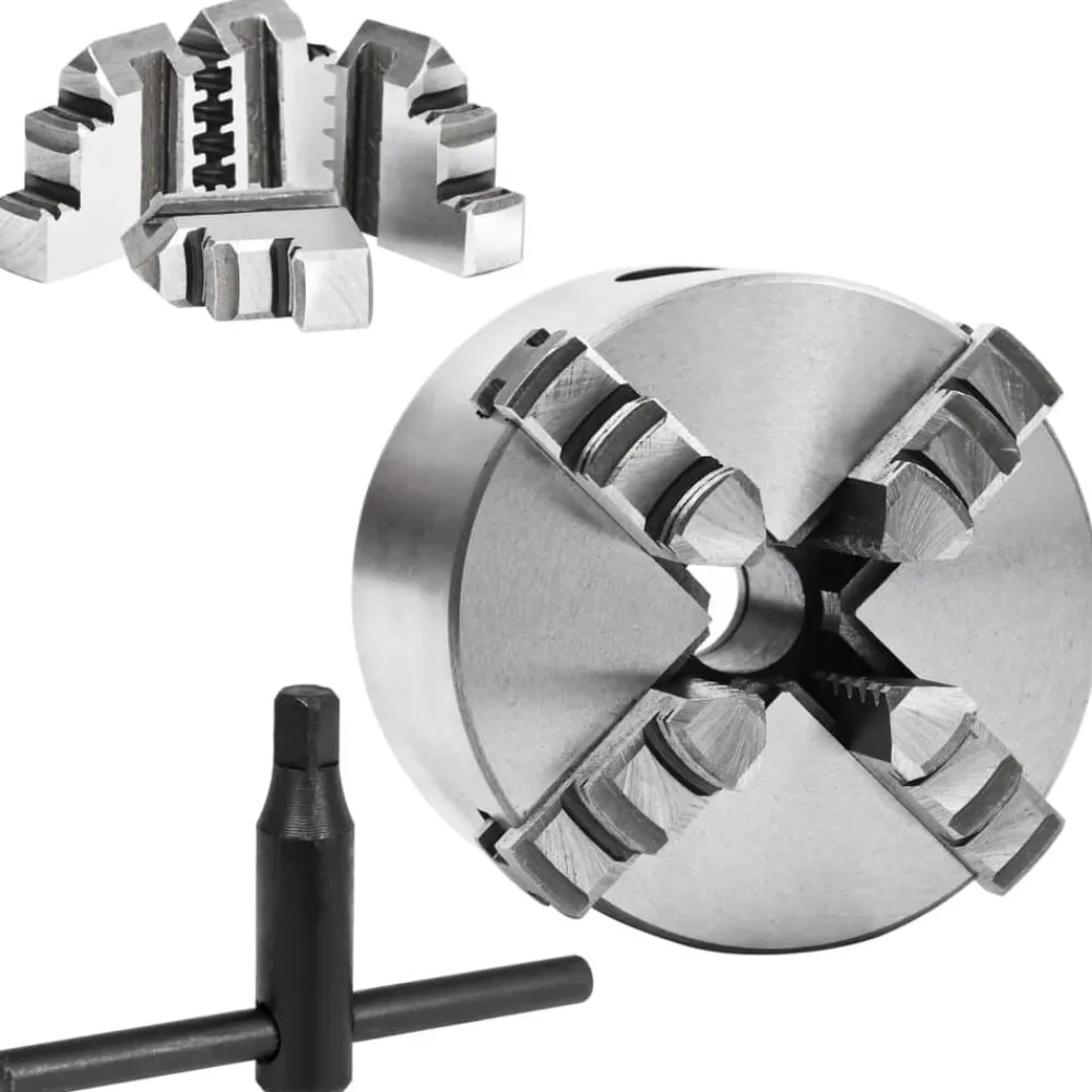 vidaXL Mandrin de tour auto-centrant à 4 mâchoires 80 mm Acier