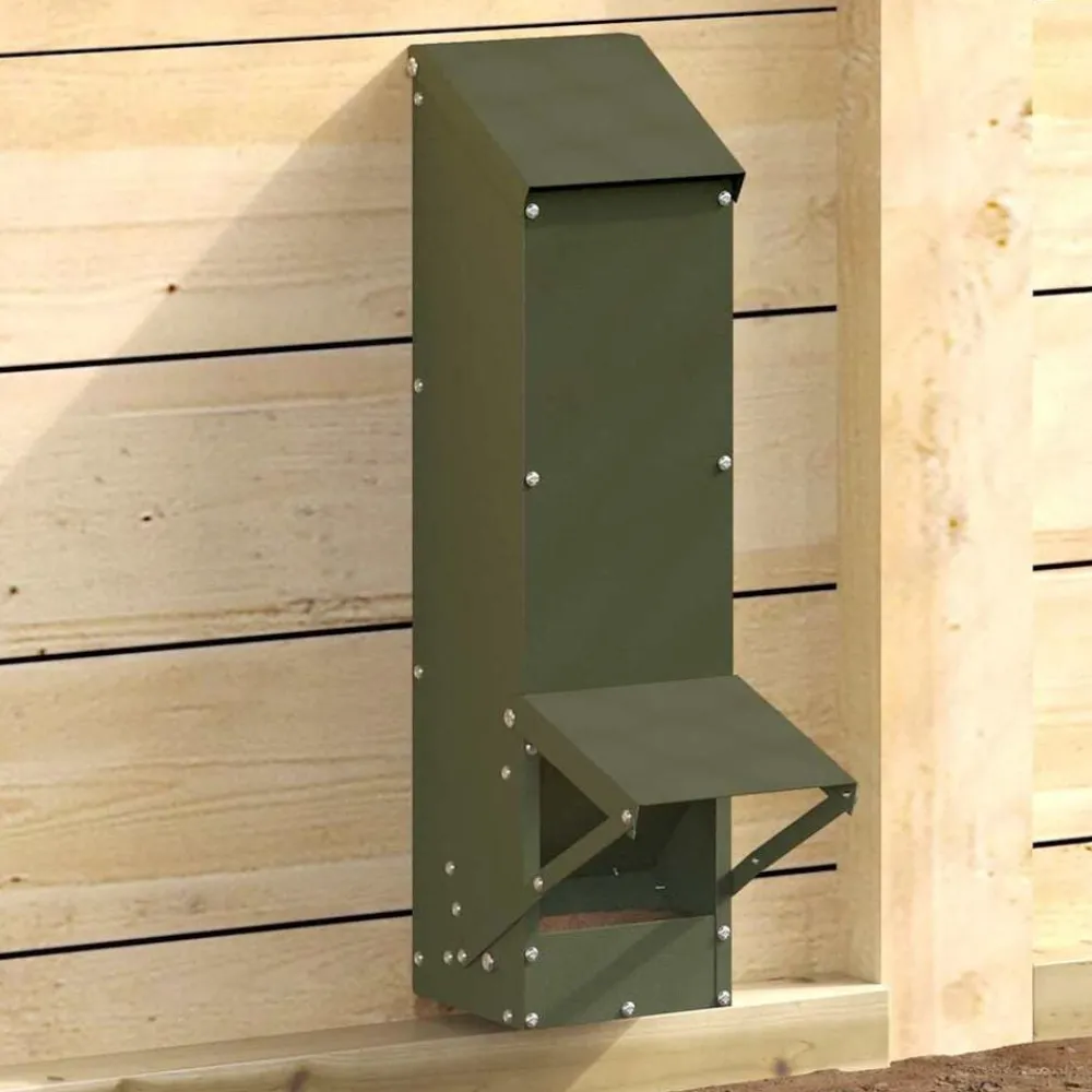 Articles Pour Animaux De Compagnie-vidaXL Mangeoire pour poules 13 x 12 x 51 cm Vert olive