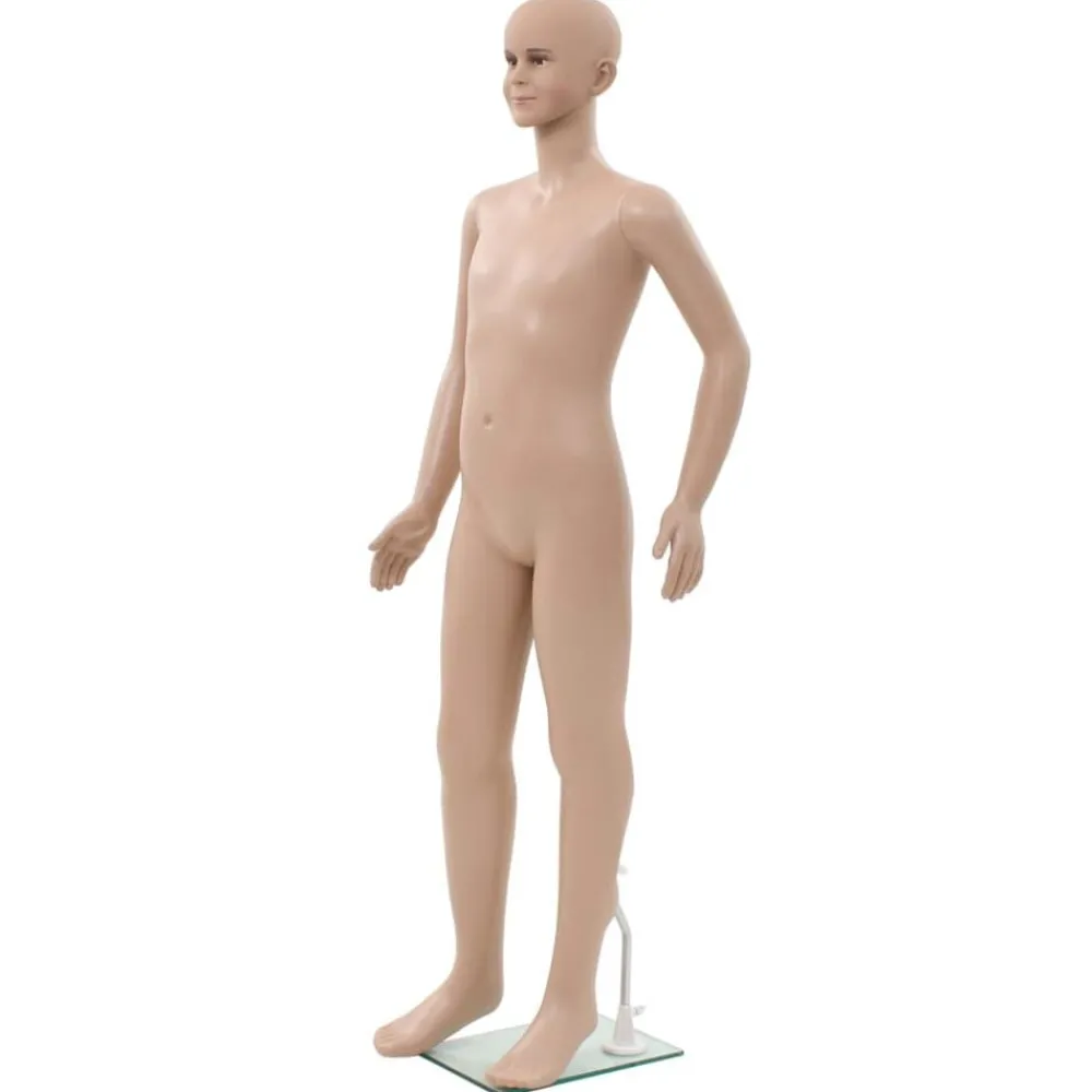 vidaXL Mannequin enfant corps complet avec base verre Beige 140 cm