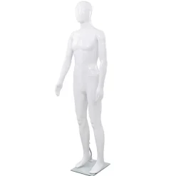 Commerce De Détail-vidaXL Mannequin homme corps complet base verre brillant 185 cm Blanc