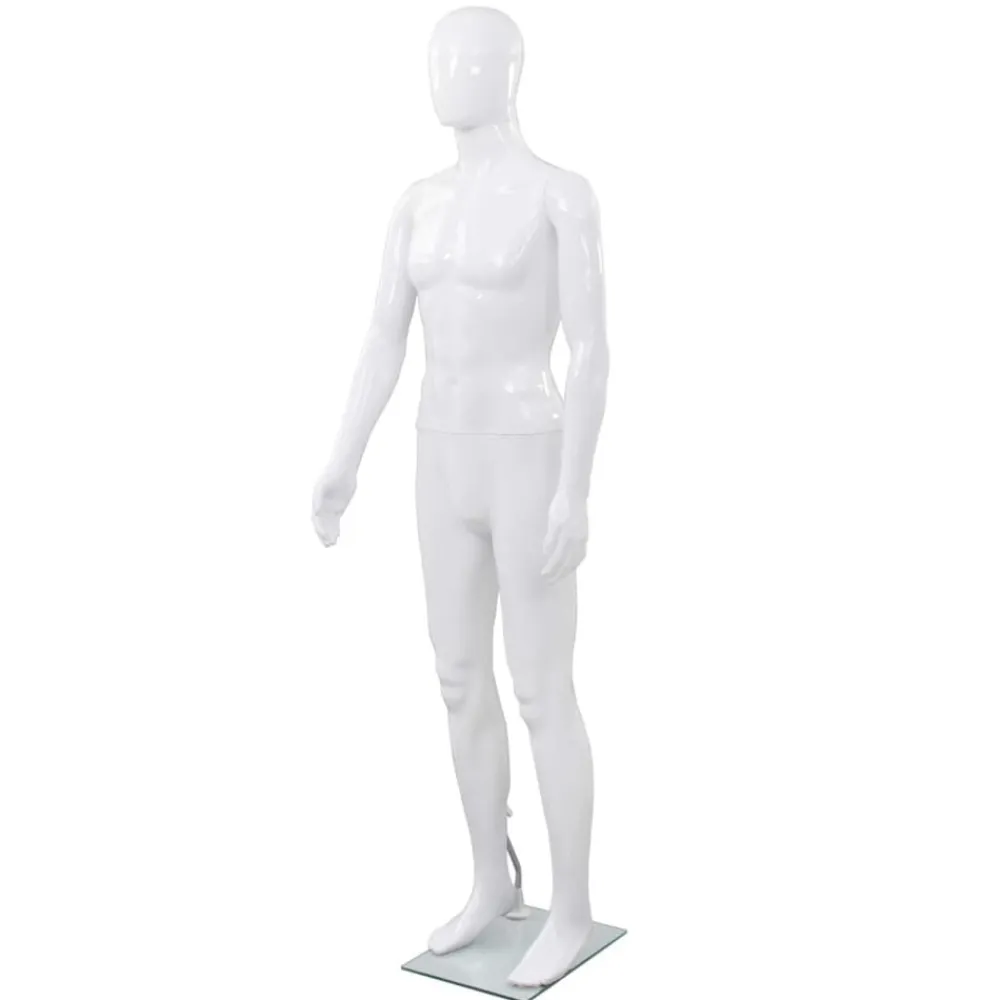 Commerce De Détail-vidaXL Mannequin homme corps complet base verre brillant 185 cm Blanc