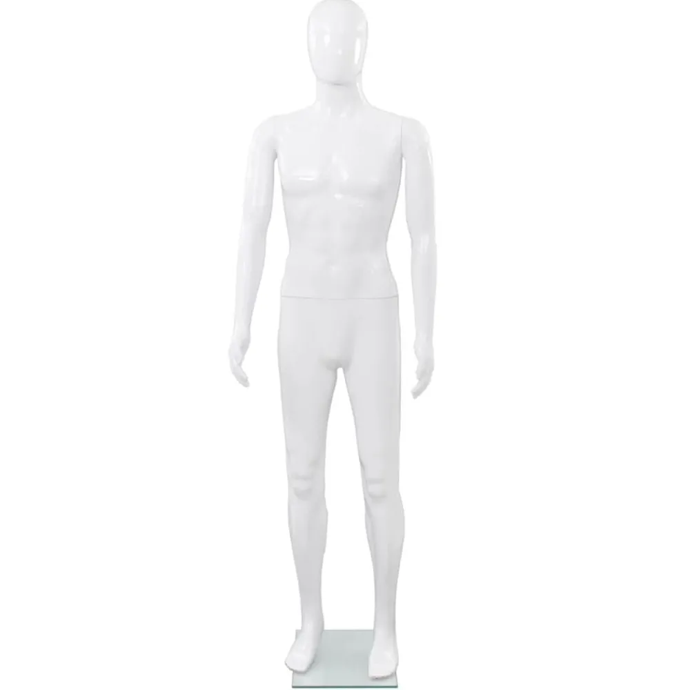 Commerce De Détail-vidaXL Mannequin homme corps complet base verre brillant 185 cm Blanc