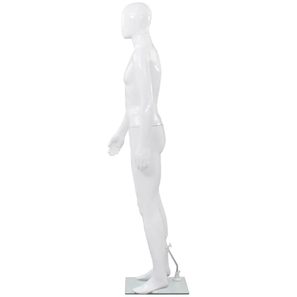 Commerce De Détail-vidaXL Mannequin homme corps complet base verre brillant 185 cm Blanc