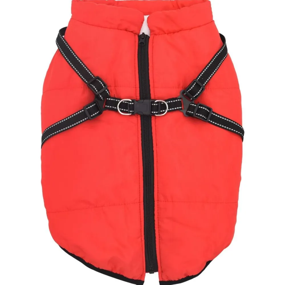 Articles Pour Animaux De Compagnie-vidaXL Manteau pour chien L68 Fleece et Polyester Rouge