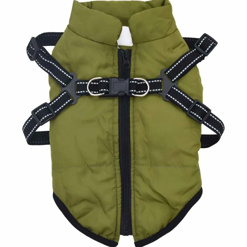 Articles Pour Animaux De Compagnie-vidaXL Manteau pour chien L32 Fleece et Polyester Vert armée