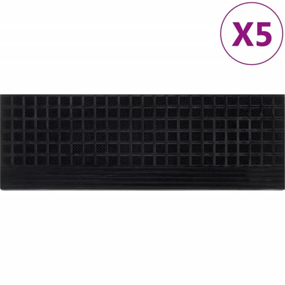 Produits Ménagers-vidaXL Marches d'escalier 5 pcs 25x75 cm caoutchouc