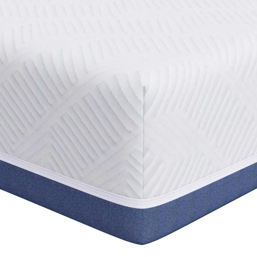 Lits & Accessoires-vidaXL Matelas Blanc et Bleu 80 x 160 cm Tissu jacquard