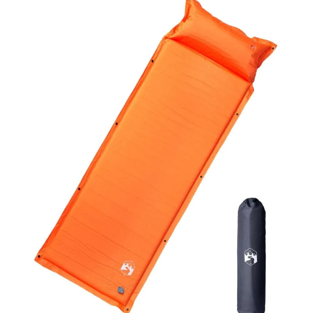 Loisirs De Plein Air-vidaXL Matelas de camping autogonflant avec oreiller 1 personne Orange