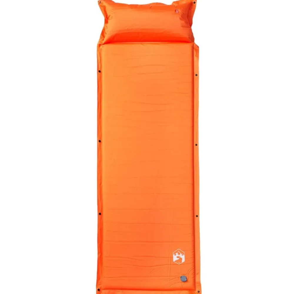 Loisirs De Plein Air-vidaXL Matelas de camping autogonflant avec oreiller 1 personne Orange