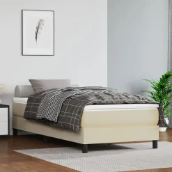 Lits & Accessoires-vidaXL Matelas de lit à ressorts ensachés fermeté moyenne Crème 80x200x20cm Similicuir Crème