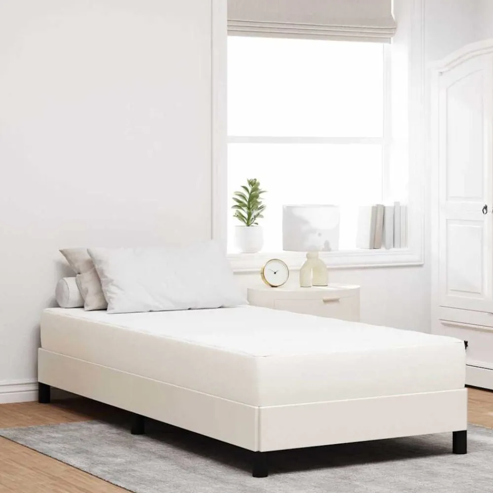 Lits & Accessoires-vidaXL Matelas de Lit avec matelas Crème 80 x 200 cm tissu Crème