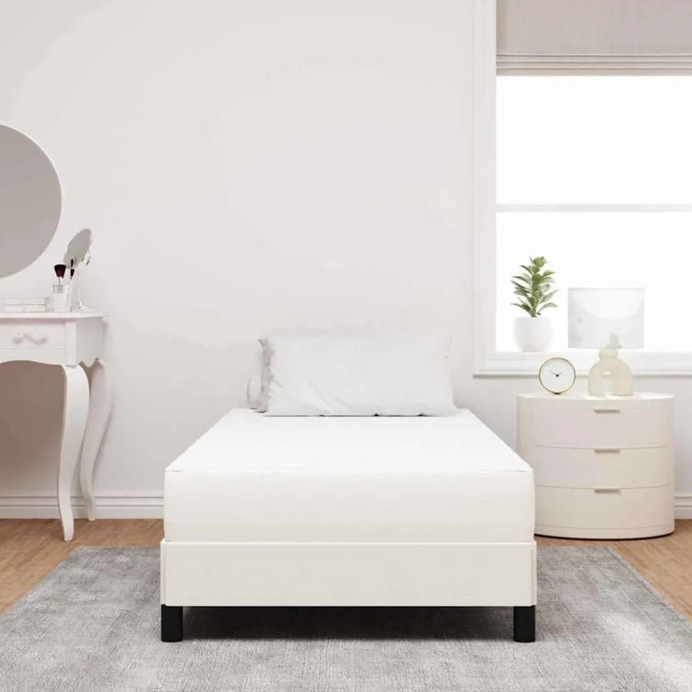 Lits & Accessoires-vidaXL Matelas de Lit avec matelas Crème 80 x 200 cm tissu Crème