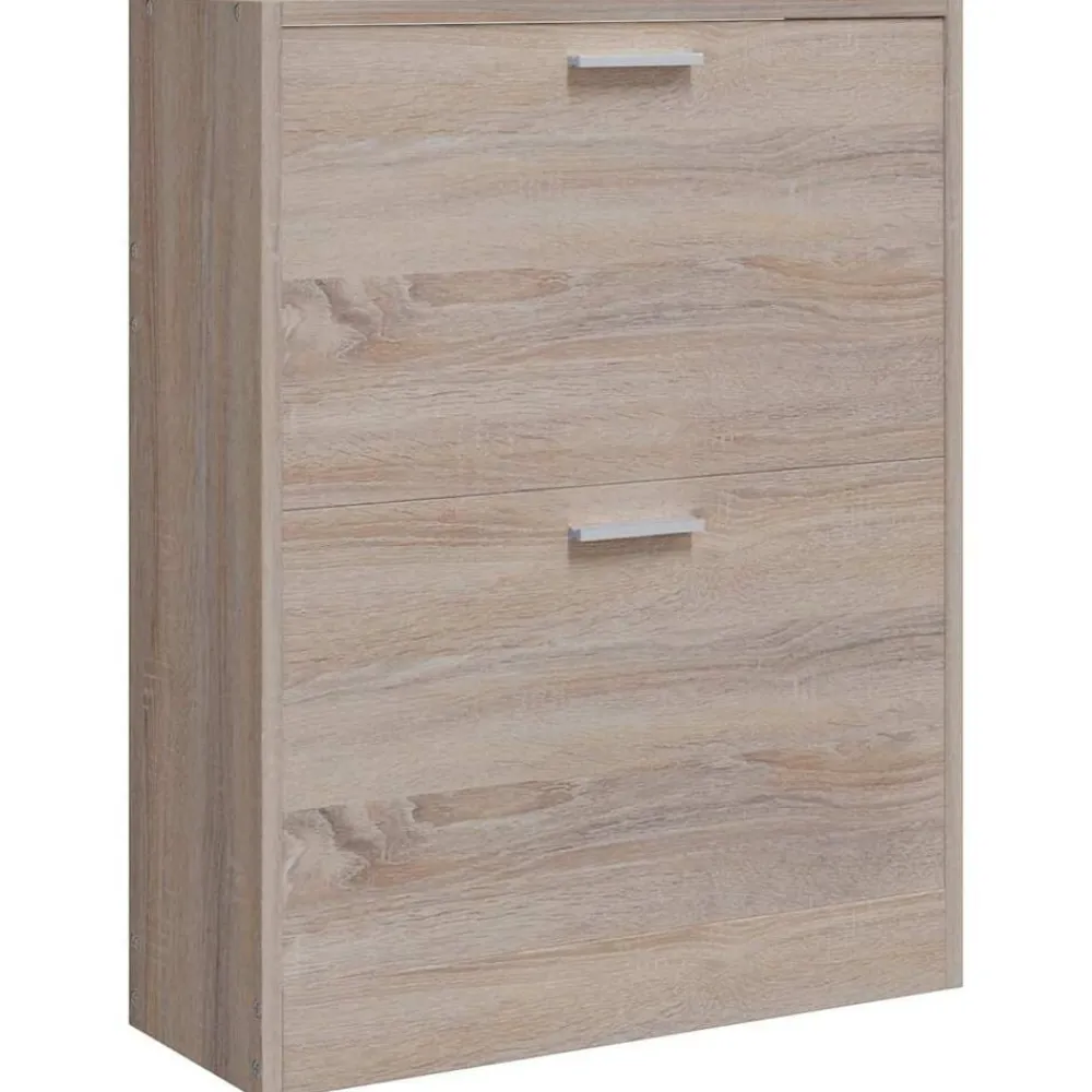Produits Ménagers-vidaXL Meuble à chaussures en bois avec 2 compartiments Aspect chêne Chêne