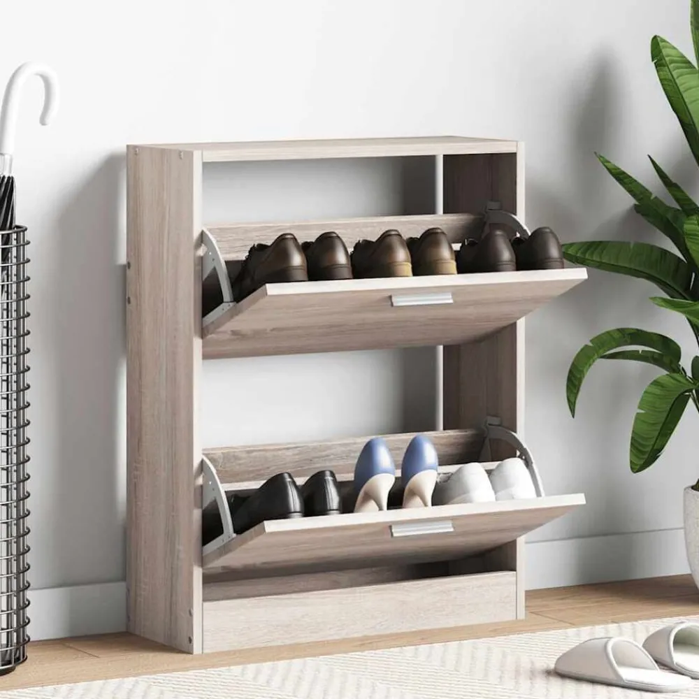 Produits Ménagers-vidaXL Meuble à chaussures en bois avec 2 compartiments Aspect chêne Chêne