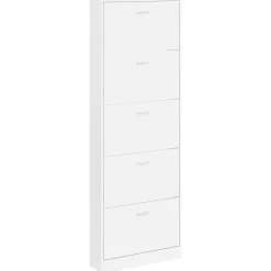 Produits Ménagers-vidaXL Meuble à chaussures en bois avec 5 compartiments Blanc