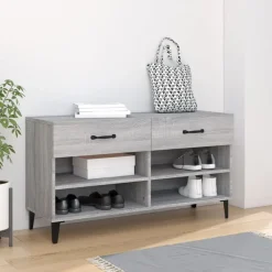 Produits Ménagers-vidaXL Meuble à chaussures 102x35x55 cm Bois d'ingénierie Sonoma gris