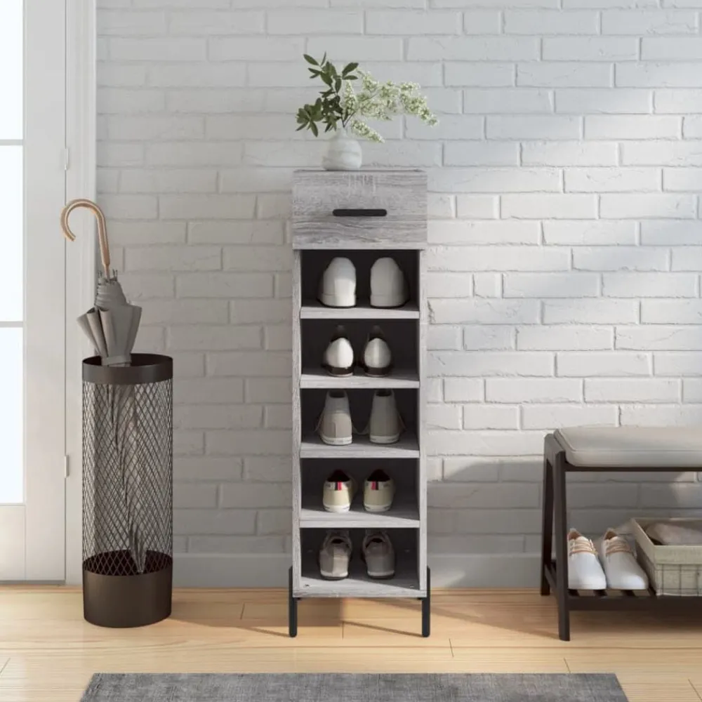 Produits Ménagers-vidaXL Meuble à chaussures 30x35x105 cm bois d'ingénierie Sonoma gris