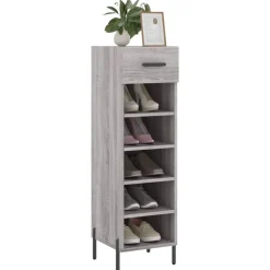 Produits Ménagers-vidaXL Meuble à chaussures 30x35x105 cm bois d'ingénierie Sonoma gris