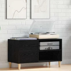 vidaXL Meuble à vinyles Chêne noir 84,5 x 38 x 48 cm Bois d'ingénierie