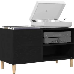 vidaXL Meuble à vinyles Chêne noir 84,5 x 38 x 48 cm Bois d'ingénierie