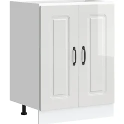 Armoires & Meubles De Rangement-vidaXL Meuble bas pour évier Kalmar 60x46x81,5 cm Blanc brillant