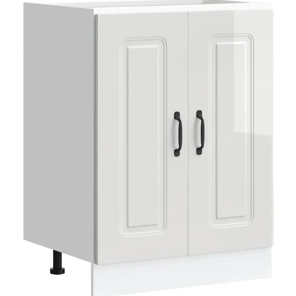 Armoires & Meubles De Rangement-vidaXL Meuble bas pour évier Kalmar 60x46x81,5 cm Blanc brillant