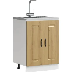 vidaXL Meuble bas pour évier Kalmar chêne artisanal bois d'ingénierie