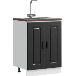 Armoires & Meubles De Rangement-vidaXL Meuble bas pour évier Kalmar 60x46x81,5 cm bois ingénierie Noir