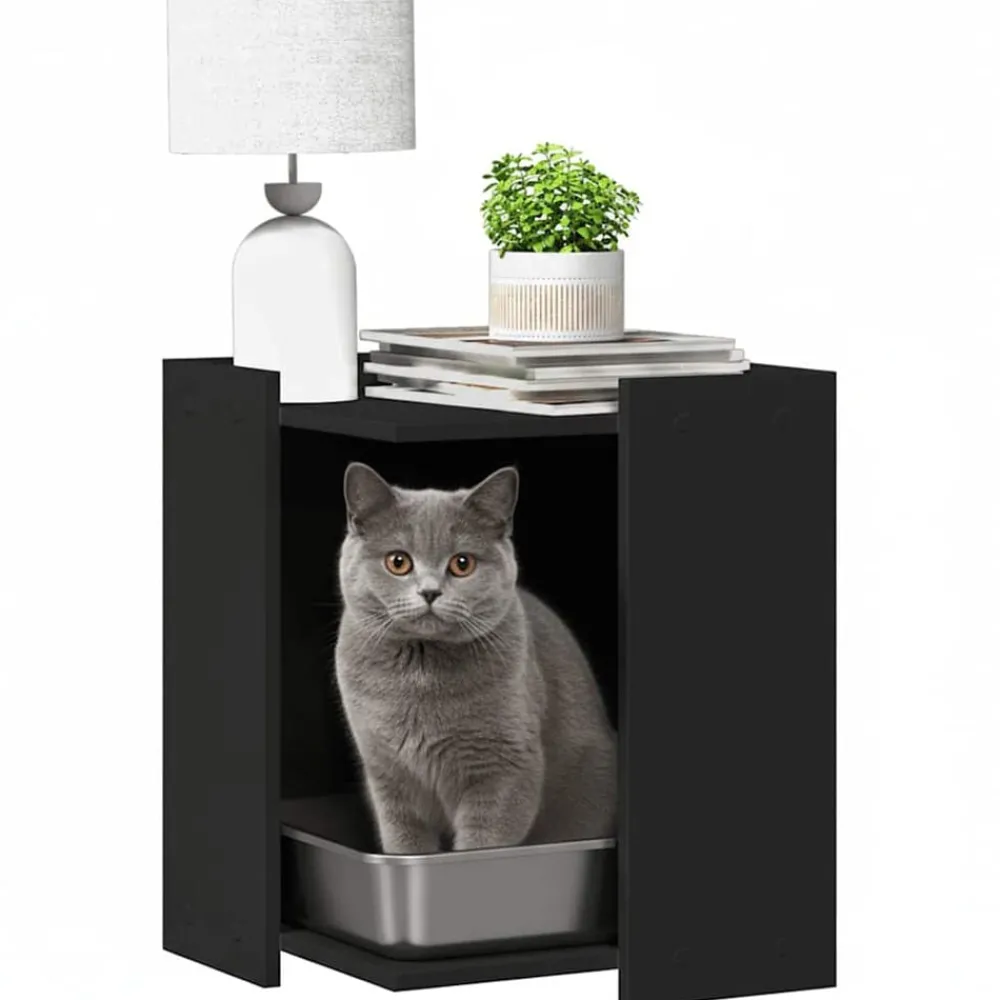 vidaXL Meuble de bac à litière pour chat bois d'ingénierie