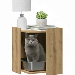 Articles Pour Animaux De Compagnie-vidaXL Meuble de bac à litière pour chat chêne artisanal 42x42x51 cm chêne artisanal