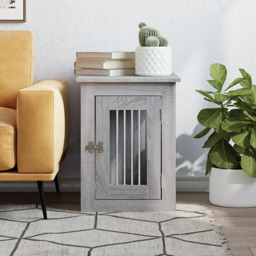 Articles Pour Animaux De Compagnie-vidaXL Meuble de cage pour chiens 45x62x59 cm Sonoma gris