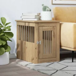 Articles Pour Animaux De Compagnie-vidaXL Meuble de cage pour chiens chêne artisanal 45x62x59 cm ch&ecirc;ne artisanal