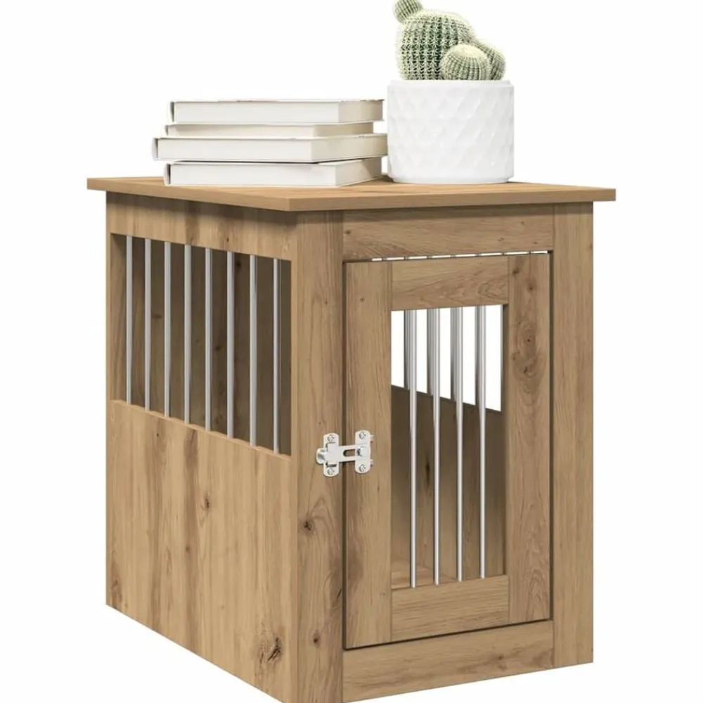 Articles Pour Animaux De Compagnie-vidaXL Meuble de cage pour chiens chêne artisanal 45x62x59 cm chêne artisanal