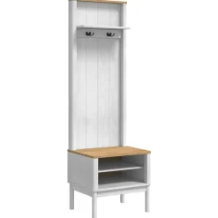 Bancs-vidaXL Meuble de couloir avec étagère FLORO 50 x 40 x 158 cm Blanc
